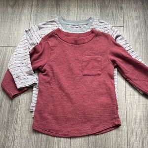 Cat & Jack Long Sleeve Tees - Maroon and Gray